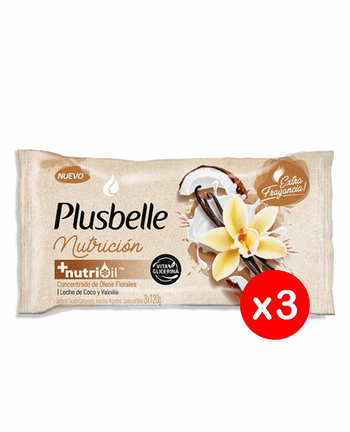 Jabón de Tocador Plusbelle Nutrición 3 x 120 Gr